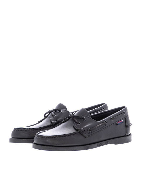 Docksides Portland Men's Leather Boat Shoes Black