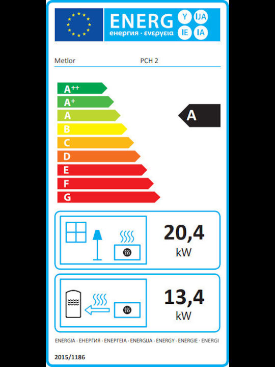 Metlor PCH2 Vitrus Ενεργειακό Τζάκι Ξύλου Καλοριφέρ 20.4kW Διαμπερές με Ανοιγόμενη Πόρτα Ανοιχτού Δοχείου Black