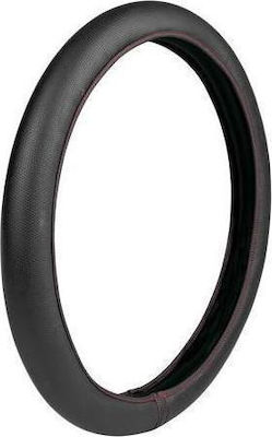 Lampa Car Steering Wheel Cover Skin-Cover Elasticized with Diameter 38-40cm Leatherette Black with Red Seam L3296.8