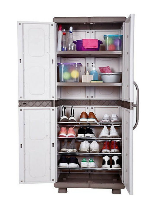 Dulap Dublu-Foi Leto Din Plastic Cu Δin Posibilitatea De Blocare Cu 6 Rafturi Gri / Antracit 73x44x179 Cm