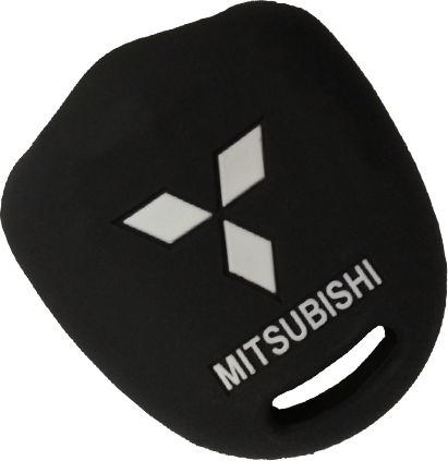 Silicone Car Key Cover Case with 2 Buttons for Mitsubishi Black