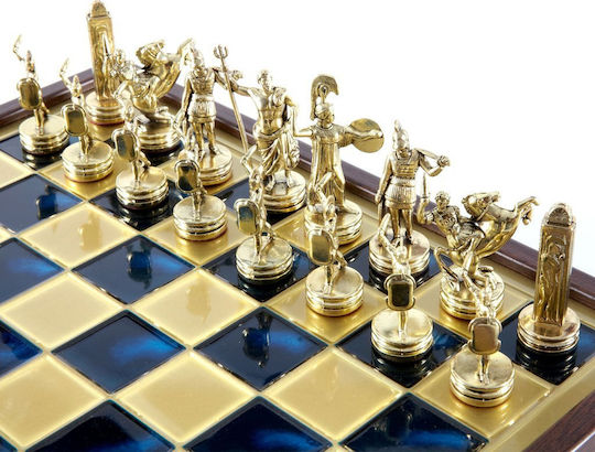 Manopoulos Greek Mythology Handmade Chess Metal with Pawns 34x34cm