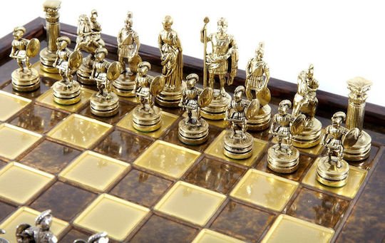 Manopoulos Greco-Roman Era Handmade Chess Metal with Pawns 27x27cm