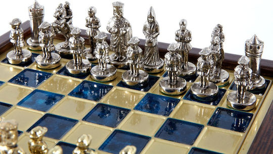 Manopoulos Byzantium Case Handmade Chess Metal with Pawns 20x20cm