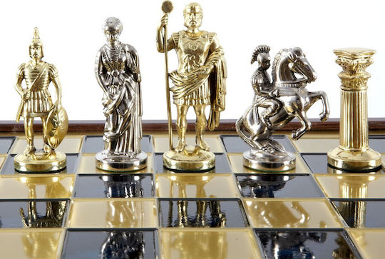 Manopoulos Greco-Roman Era Handmade Chess Metal with Pawns 41x41cm