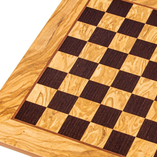 Manopoulos Olive Wood & Wenge Inlaid Handmade Tabla de șah din Lemn de Măslin 50x50cm