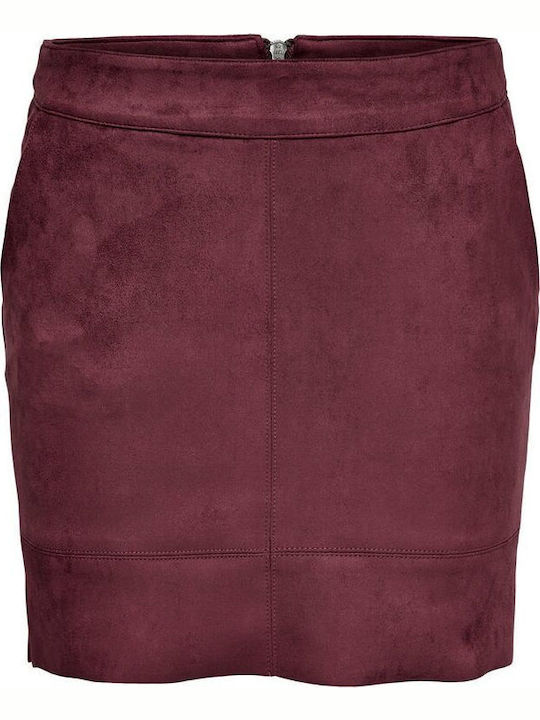 Piele Mini Fustă Burgundy