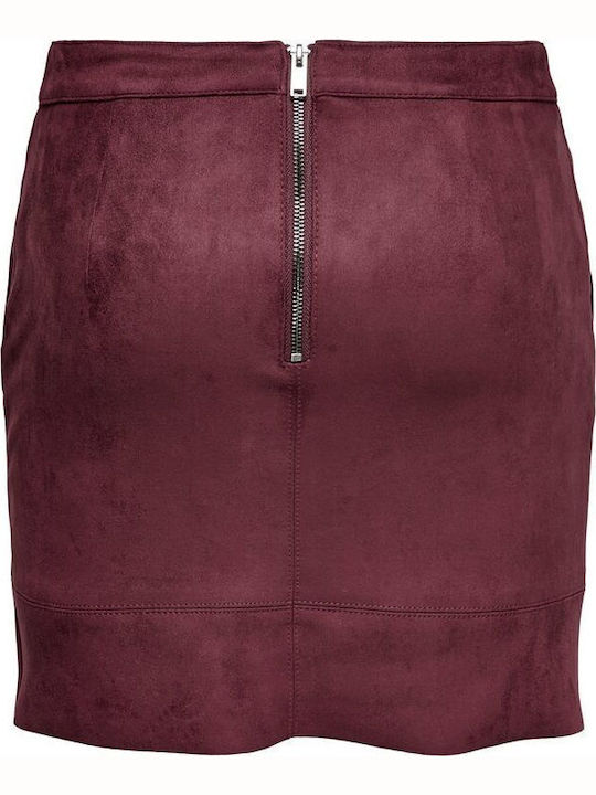 Piele Mini Fustă Burgundy