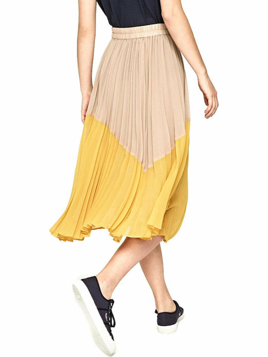 Pepe Jeans Beli Pleated High-waisted Midi Skirt in Yellow Color