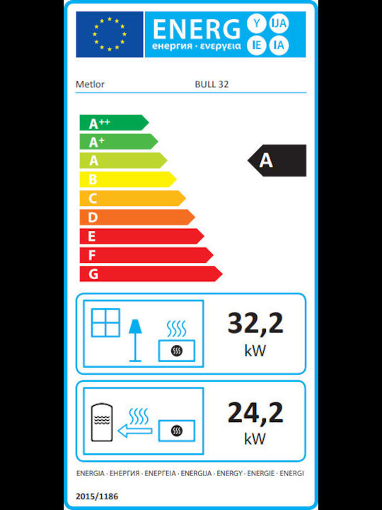 Metlor Bull 32 Șemineu cu inserție Lemn Radiator 32.2kW Drept cu o ușă care se deschide Deschideți rezervorul de expansiune