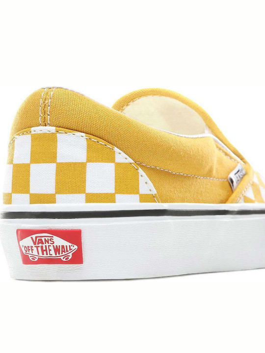 Vans Checkerboard Classic Material Slip-on-uri pentru bărbați Yolk Yellow/True White