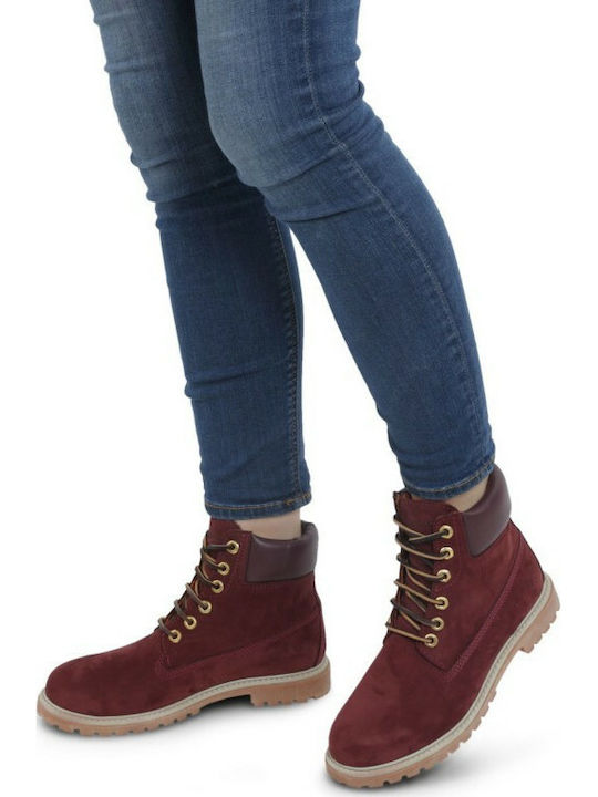 Lumberjack River Leder Damen Knöchelstiefel Burgundisch