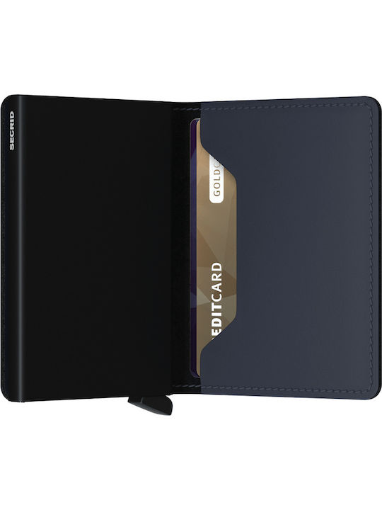 Slimwallet Matte Leather Men's Wallet Cards with RFID and Slide Mechanism Blue