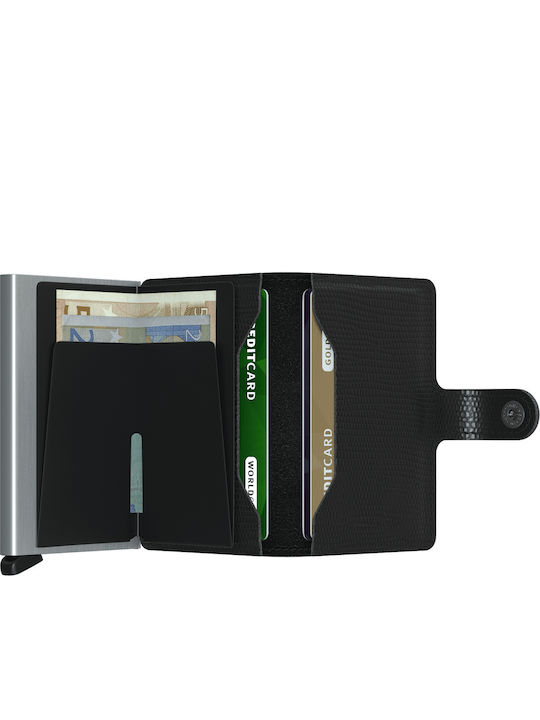 Miniwallet Rango Δερμάτινο Ανδρικό Πορτοφόλι Καρτών με RFID και Μηχανισμό Slide Μαύρο