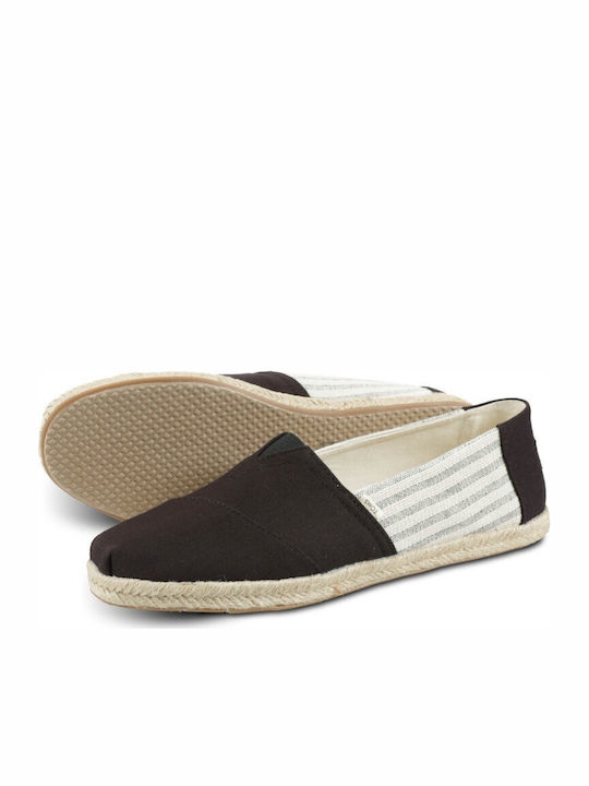 League Stripes Fabric Men's Espadrilles Black Ivy