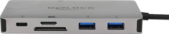 DeLock USB-C Docking Station με HDMI 4K PD Ethernet Γκρι (87735)
