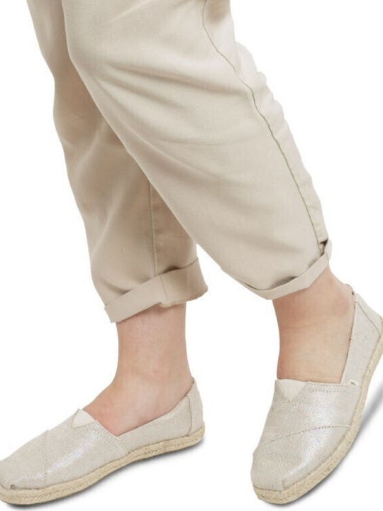 Pearlized Metallic Stoff Damen Espadrilles in Beige Farbe