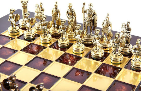 Manopoulos Greco-Roman Era Handmade Chess Metal with Pawns 28x28cm