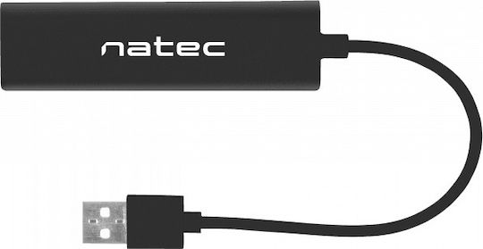 Natec Dragonfly Hub 3 Porturi USB 2.0 cu Conectare USB-A Ethernet