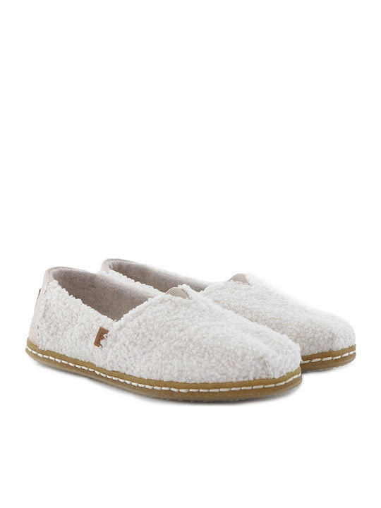 Toms Natural Plush Υφασμάτινες Γυναικείες Εσπαντρίγιες σε Λευκό Χρώμα