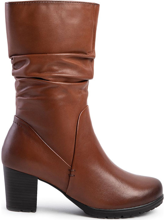 Jana Leather Women's Ankle Boots Tabac Brown