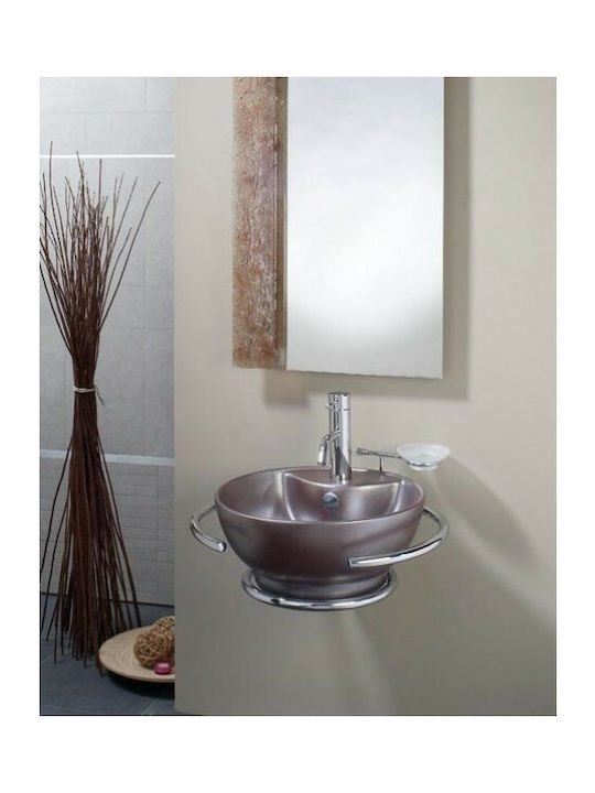 Adamidis Diamante Metal Επικαθήμενος Νιπτήρας Πορσελάνης 41x41x18cm Καφέ