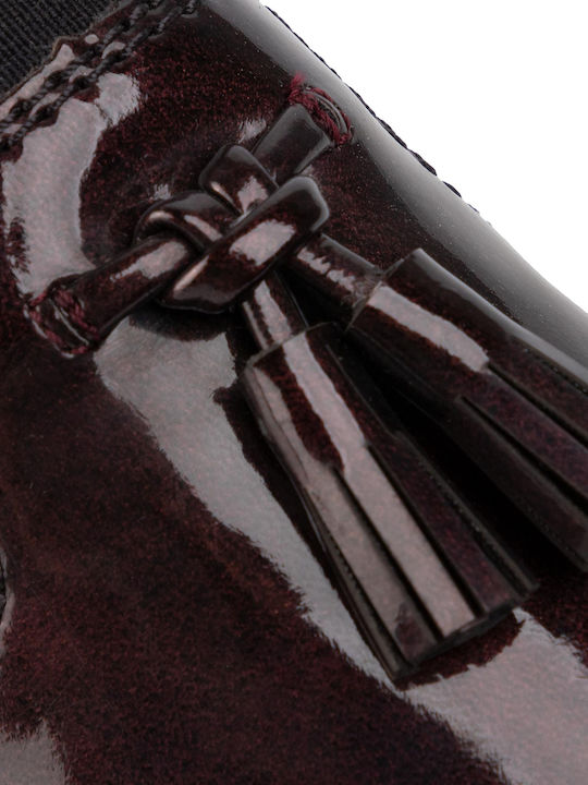 Patent Leather Women's Moccasins in Burgundy Color
