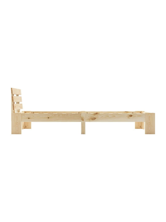 Single Wooden Beige Bed for Mattress 100x200cm