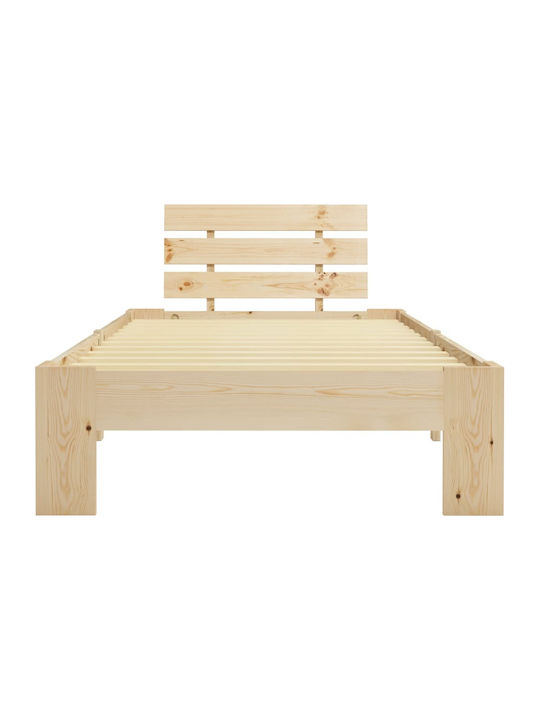 Single Wooden Beige Bed for Mattress 100x200cm