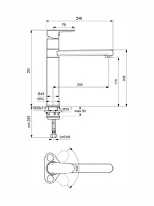 Ideal Standard Cerafine Kitchen Faucet Counter Inox Silver
