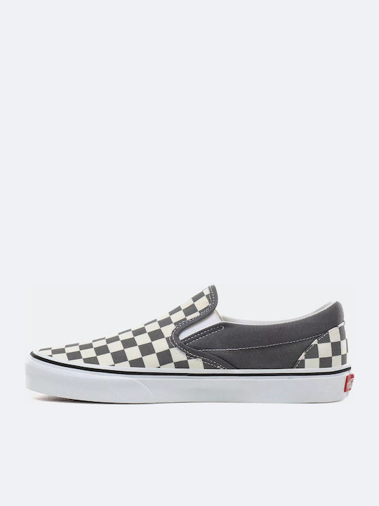Checkerboard Classic Men's Canvas Slip-Ons Gray