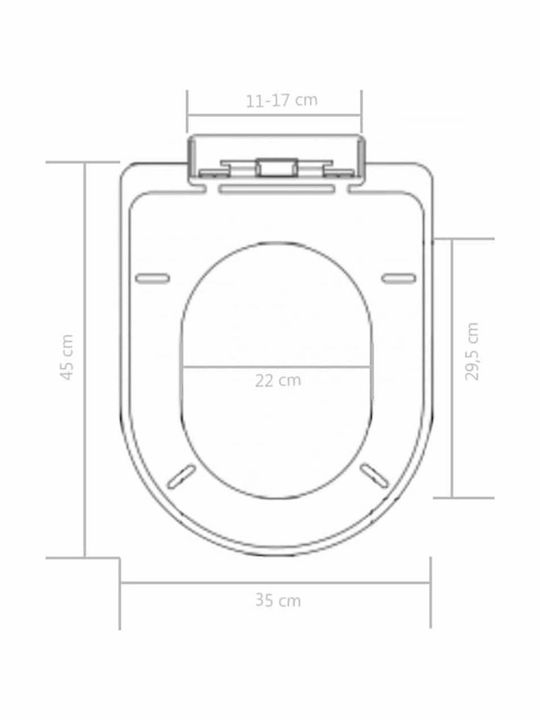 vidaXL Καπάκι Λεκάνης Soft Close Πλαστικό 45x35cm Μαύρο