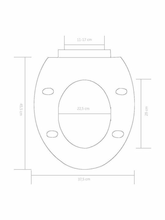 vidaXL Plastic Soft Close Toilet Seat Black 45.5cm