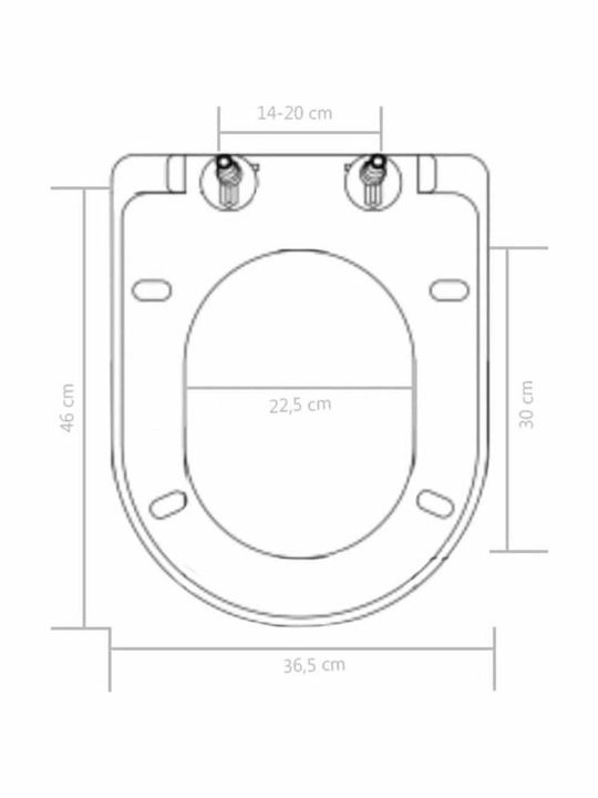 vidaXL Plastic Soft Close Toilet Seat Black 46cm