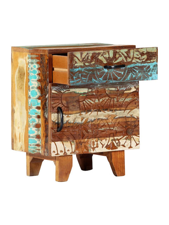 Bedside Table of Solid Wood Multicolour 40x30x50cm