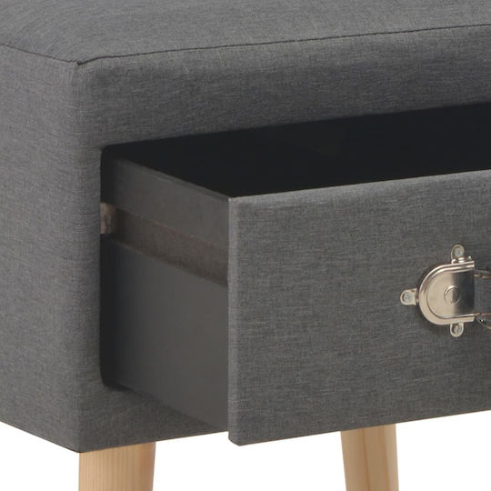 vidaXL Bedside Table with Fabric Upholstery Gray 40x35x40cm