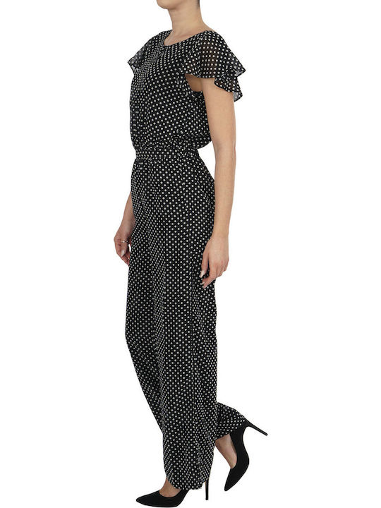 Women's Short-sleeved One-piece Suit Black Dots