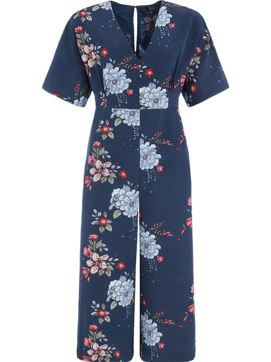 Celaia Women's Short-sleeved One-piece Suit Navy Blue