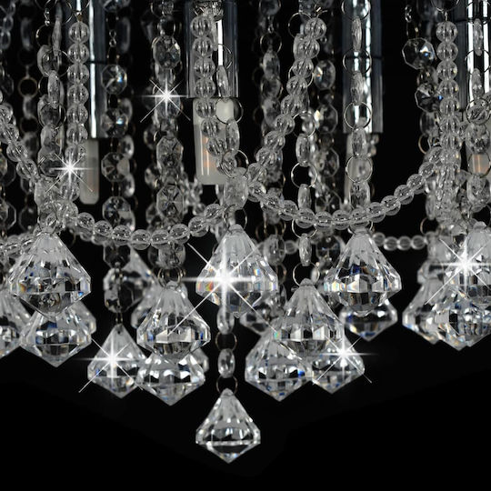 vidaXL Light Round Silver Beads Ceiling Mount Light 45cm Silver with Socket G9 with Crystals