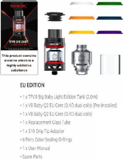 Smok TFV8 Big Baby Light Edition Atomizor pentru Țigări Electronice 2ml Negru