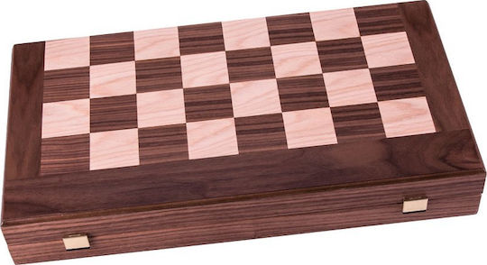 Manopoulos Walnut Lucrat manual Table/Șah din Lemn cu Pioni 48x52cm