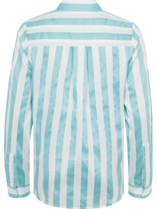 Pepe Jeans Elena Women's Striped Long Sleeve Shirt Turquoise