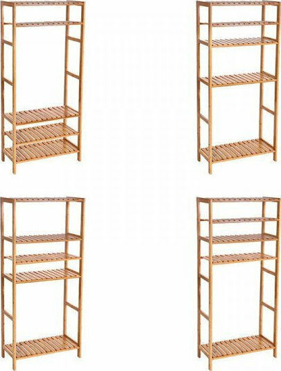 Songmics Boden Badezimmerregal Bamboo mit 4 Regalen 60x26x130cm Braun