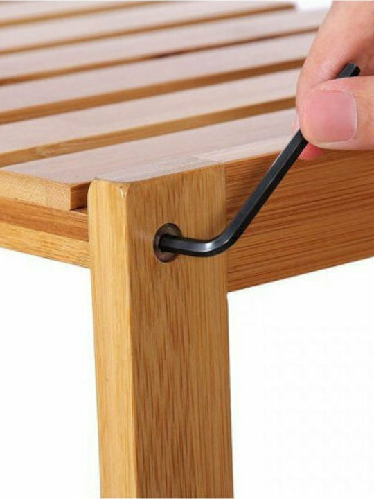 Songmics Επιδαπέδια Ραφιέρα Μπάνιου Bamboo με 4 Ράφια 60x26x130cm Καφέ