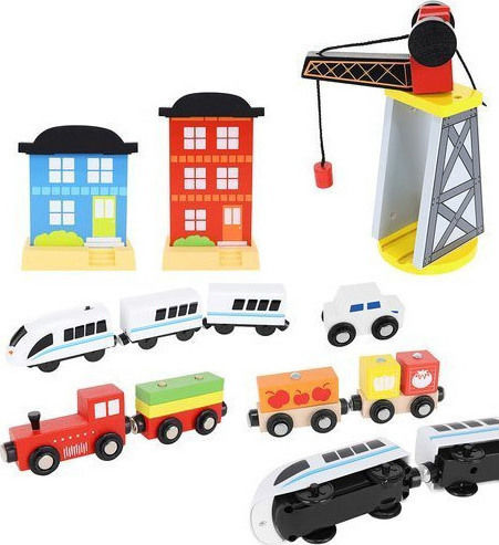 Kruzzel Railway Set with Train made of Wood for 3+ years+ Years