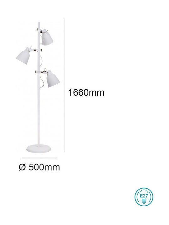 Fan Europe Legend Vintage Φωτιστικό Δαπέδου Υ166xΜ50εκ. με Ντουί για Λαμπτήρα E27 Λευκό