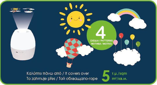 Aca Led Παιδικό Φωτιστικό Projector με Προβολή Σχεδίων με Εναλλαγές Χρωματισμών Λευκό 16x10cm