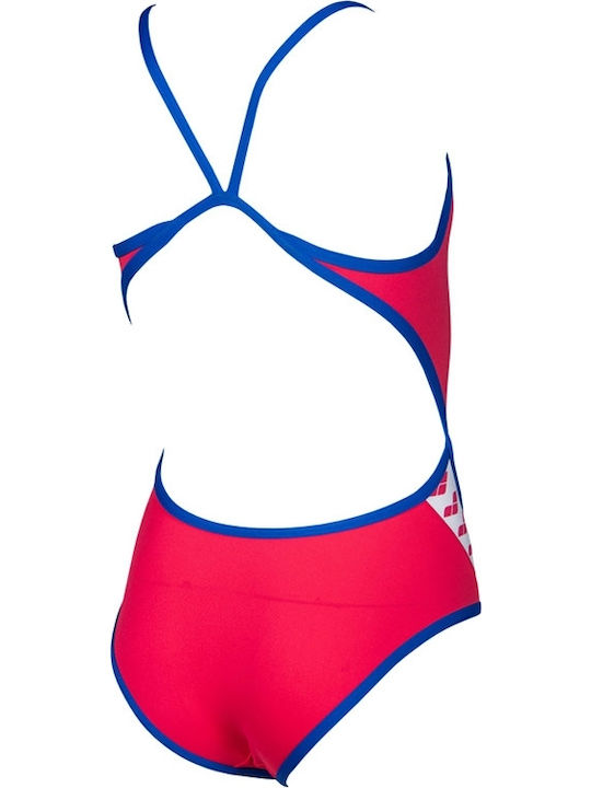 Arena Team Stripe Kinder Badeanzug Einteilig Fuchsie