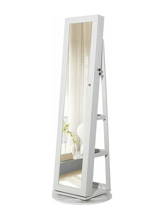 Songmics Oglindă cu Cadru din Lemn Alb 161x38cm