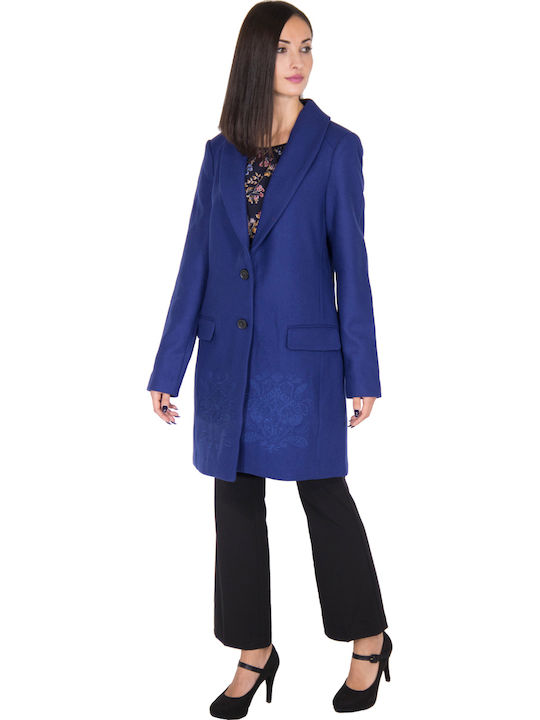 Ramal Women's Purple Coat with Buttons